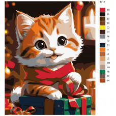 Картина по номерам BRUSHES-PAINTS Рыжий котенок с новогодним подарком T312 40x50см Картина по номерам BRUSHES-PAINTS Рыжий котенок с новогодним подарком T312 40x50см