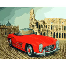 Картина по номерам Paintboy Красный автомобиль, 40x50 см