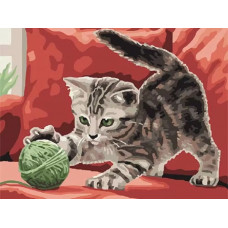 Картина по номерам Paintboy Котенок с клубком, 30x40 см
