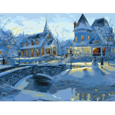 Живопись по номерам Цветной Зимним вечером 50x65