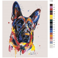 Живопись по номерам BRUSHES-PAINTS Немецкая овчарка. Красочный немец. Собака
