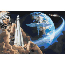 Картина по номерам 40 x 60 Юрий Гагарин (Картина 2) (pz-2071)