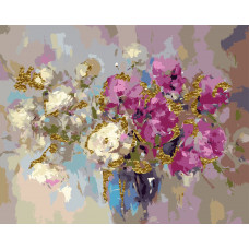 "Картина по номерам Delart KNZ0001 на холсте с золотой поталью Сияние пионов,40x50". "Картина по номерам Delart KNZ0001 на холсте с золотой поталью Сияние пионов,40x50".