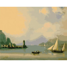 Картина по номерам Цветной Морской пролив с маяком, 40x50