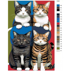 Живопись по номерам BRUSHES-PAINTS Кошачий квартет