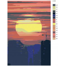 Живопись по номерам BRUSHES-PAINTS Закат над городом