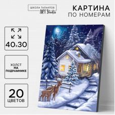 Картина по номерам Школа талантов Новый год Зимняя ночь на холсте с подрамником, 30х40 Картина по номерам Школа талантов Новый год Зимняя ночь на холсте с подрамником, 30х40