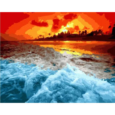 Картина по номерам ВанГогВоМне Красный закат на море, 40x50