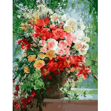 Картина по номерам Paintboy GX 31659 Цветочная ваза в саду 40*50