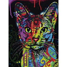 Картина по номерам Цветной Абиссинский кот, 30x40 см