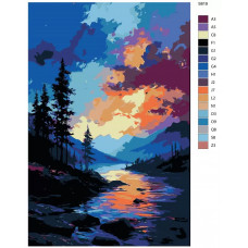Картина по номерам BRUSHES-PAINTS Пейзаж арт Лес в горах 50x70 см