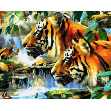 Живопись по номерам Paintboy Тигры в джунглях 40x50
