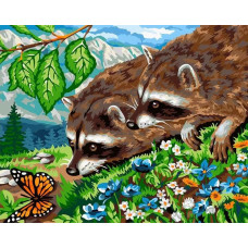 Картина по номерам Фрея Братья-еноты, 30x40