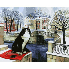 Картина по номерам Paintboy Зимний кот, 40x50 см