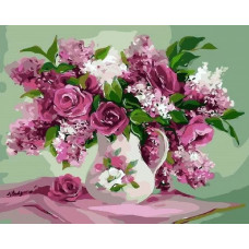 Картина по номерам Paintboy Сирень и розы, 40x50 см