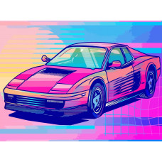 Живопись по номерам Бруталити неоновый закат ретровэйв вапорвейв retrowave vaporwave - 2428