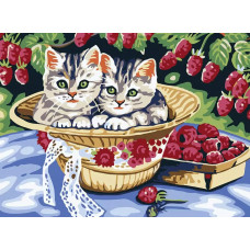 Картина по номерам Белоснежка Котята в саду, 30x40