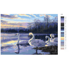 Живопись по номерам BRUSHES-PAINTS Лебеди в пруду