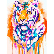 Картина по номерам Paintboy Радужный тигр, 40x50 см