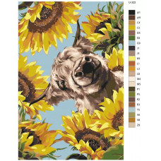 Живопись по номерам BRUSHES-PAINTS Теленок в подсолнухах