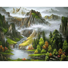 Картина по номерам Цветной Утро в горах, 40x50