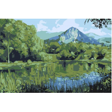 Картина по номерам, 60 x 40, Озеро в горах