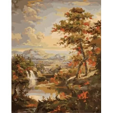 Картина по номерам Цветной Дерево у водопада, 40x50