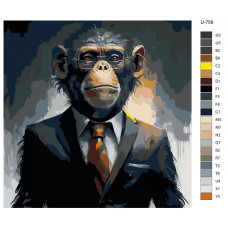 Картина по номерам BRUSHES-PAINTS Обезьяна в деловом костюме U-759 40x40 см Картина по номерам BRUSHES-PAINTS Обезьяна в деловом костюме U-759 40x40 см