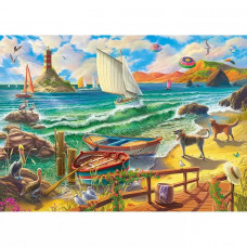 Холст с красками 40 x 50 см, по номерам На берегу моря