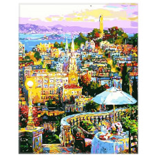 РЫЖИЙ КОТ Холст с красками Рисование по номерам. Вид на бухту, 30x40 см ST020