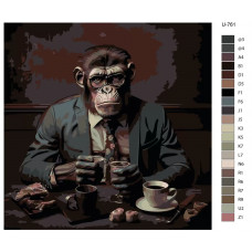 Картина по номерам BRUSHES-PAINTS Обезьяна за чашкой кофе U-761 40x40 см Картина по номерам BRUSHES-PAINTS Обезьяна за чашкой кофе U-761 40x40 см