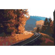 Картина по номерам, 60 x 40, Железная дорога