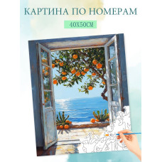 Картина по номерам на холсте с без подрамником 40x50cm / "Апельсиновое дерево за окном" Картина по номерам на холсте с без подрамником 40x50cm / "Апельсиновое дерево за окном"